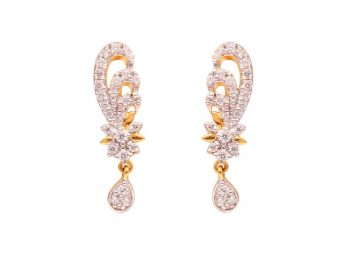 Designer Pear Drop Gold CZ Earrings