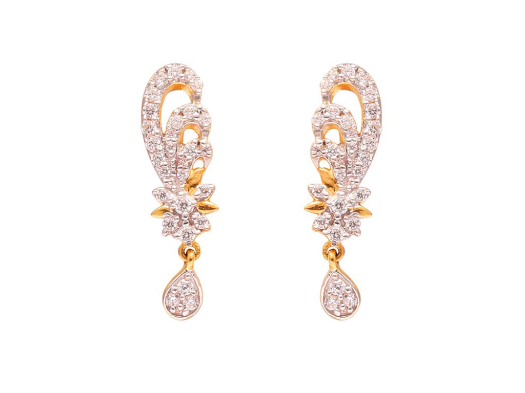 Buy quality CZ Fancy Hanging Earrings 22k Gold in Rajkot