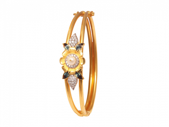 Floral Design Kada With Pearl