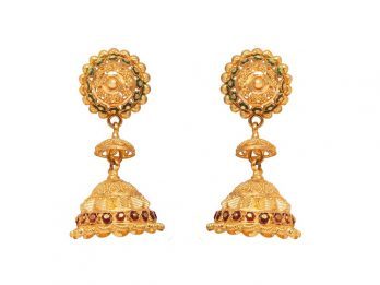 Filligree Design Gold Jhumka Earrings
