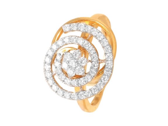 Spiral Star Design pave Set Diamond Ring