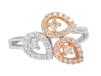 Three Pear Design Prong Set Diamond Ring With Rhodium