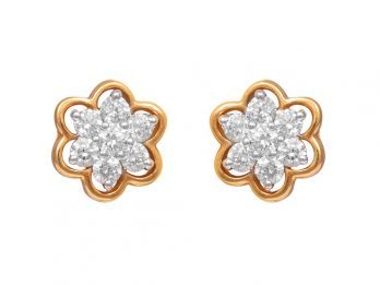 Floral Design Prong Set Diamond Earrings