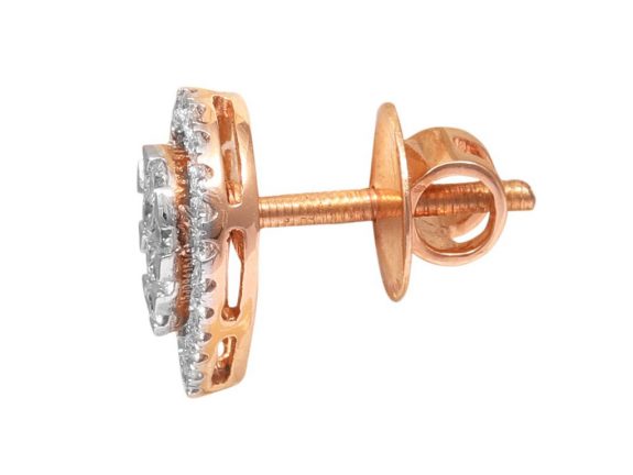 Pear Design Pressure Set Rose Gold Diamond Earrings