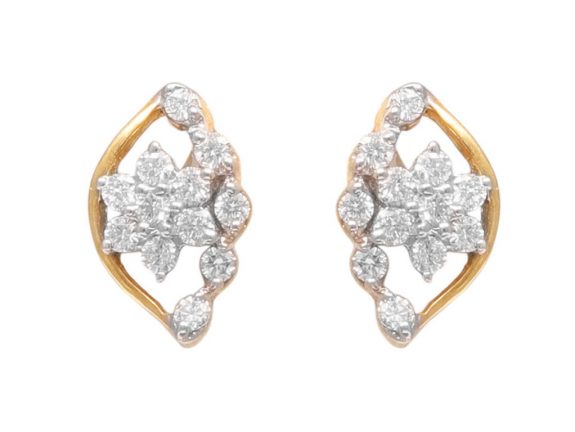 Floral Design Prong Set Diamond Earrings