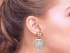 Duel Round Design Rhodium Diamond Earrings