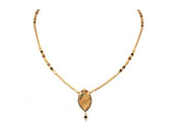 Pear Design Pendant With Meena Gold Mangal Sutra