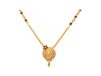 Leafy Design Round Pendant With Meena Gold Mangal Sutra