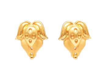 Gold Embossed Leafy Design Earrings