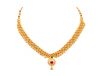 Gold Bead Design With Floral Pendant Thushi Necklace