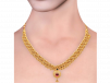 Gold Bead Design With Floral Pendant Thushi Necklace