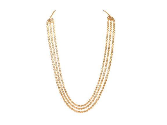 Three Layer Gold Beads Chain | Mahendra Jewellers Kolhapur