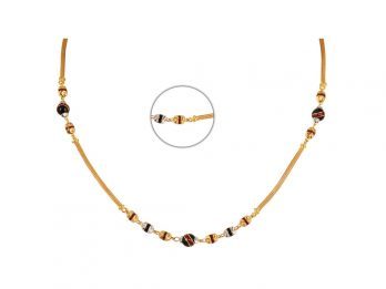 Bead Gold Chain With Meena