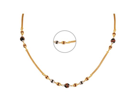 Bead Gold Chain With Meena