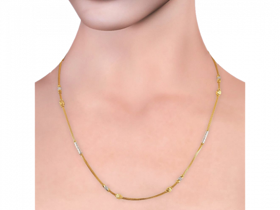 SnaGold Bead Snake Chain With Rhodiumke Gold Chain With Gold Beads