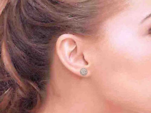 Round Design Prong Set Diamond Earrings