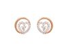 Round And Heart Design Prong Set Rose Gold Diamond Earrings
