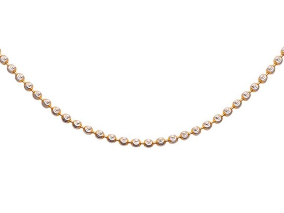 Gold Beads Chain With Rhodium