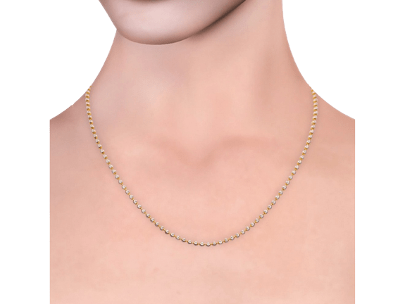 Gold Beads Chain With Rhodium