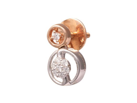 Duel Round Design Rose Gold Rhodium Diamond Earrings