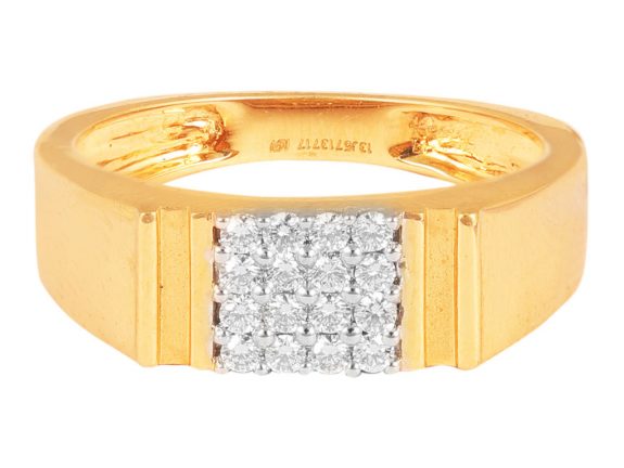 Square Design Prong set Diamond Mens Ring