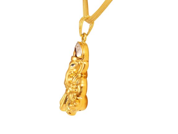 Gold Ganesha Pendant With CZ