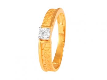 Embossed Solo CZ Mens Ring