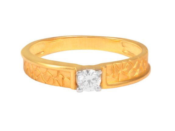 Embossed Solo CZ Mens Ring