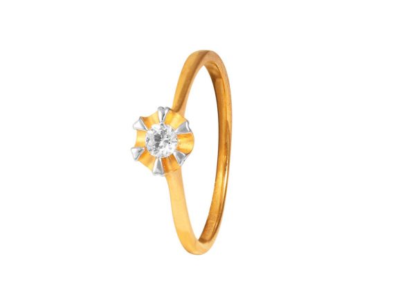 Floral Design CZ Rhodium Ring