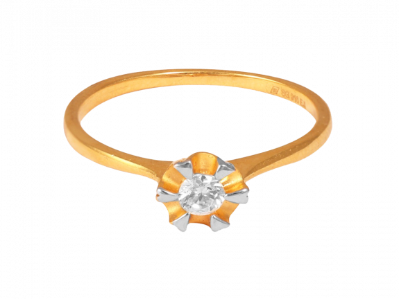 Floral Design CZ Rhodium Ring