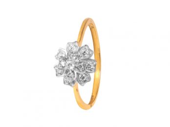 Floral Design CZ Ring With Rhodium