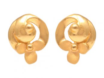 Floral Design Gold Embossed Earrings