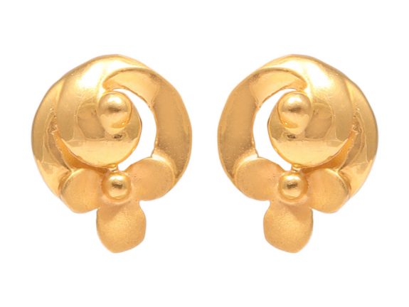 Floral Design Gold Embossed Earrings