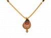 Drop Pendant With Meena And Black Beads Gold Mangal Sutra