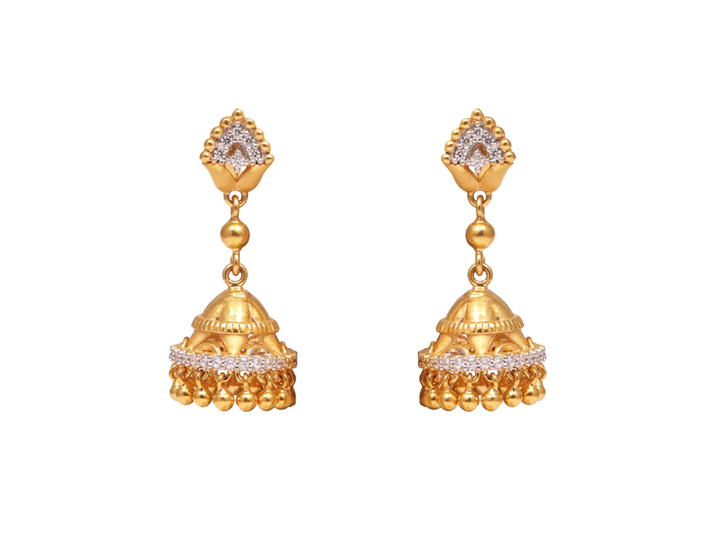 Jhumka styled gold earrings with a flower top  Chaotiq by Arti
