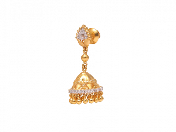 Gold Bead Design Embossed Gold Jhumka Earrings