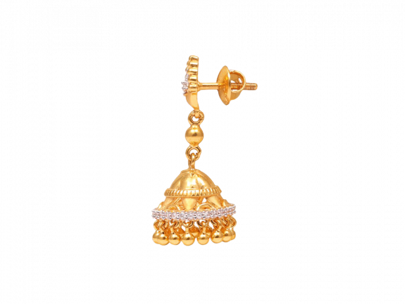 Gold Bead Design Embossed Gold Jhumka Earrings