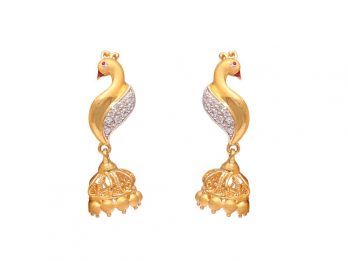 Peacock Design Jhumka Earrings With CZ