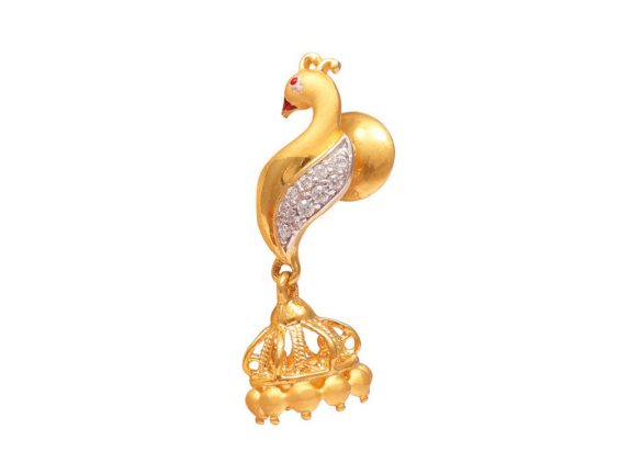 Peacock Design Jhumka Earrings With CZ