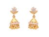 Floral And Gold Beads Design Jhumka Earrings With CZ