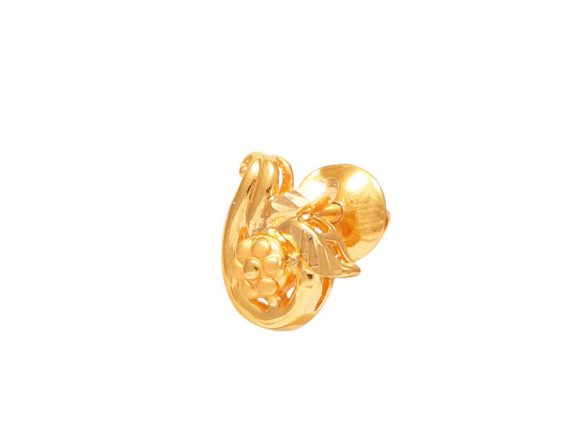 Gold Embossed Floral Design Earrings