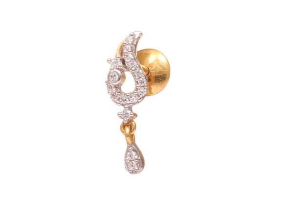Pear Drop Design Gold CZ Earrings