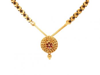 Clip Link Gold Mangal Sutra With Center Floral Pendant