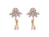 Floral Leaf Design Gold CZ Earrings
