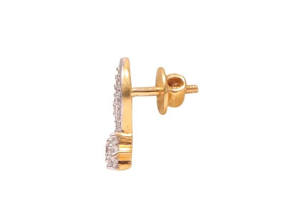 Wave Design Gold CZ Earrings